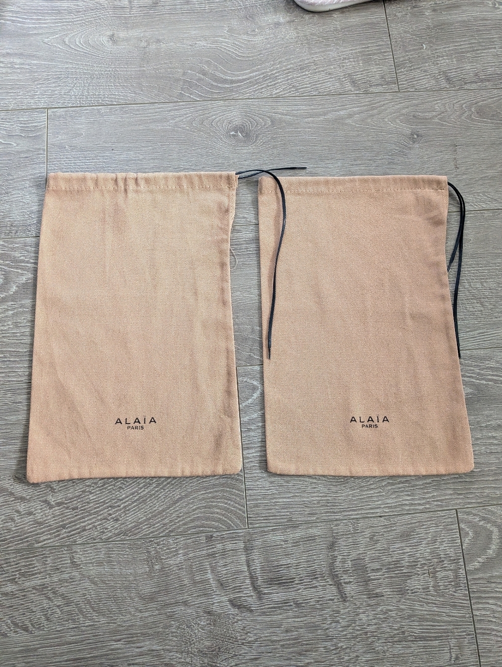 Alaia Nude Beige Drawstring Dust Bags — Pair
